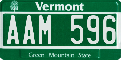 VT license plate AAM596