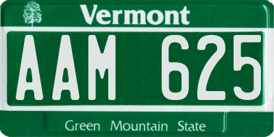 VT license plate AAM625