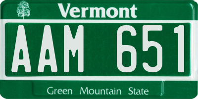 VT license plate AAM651