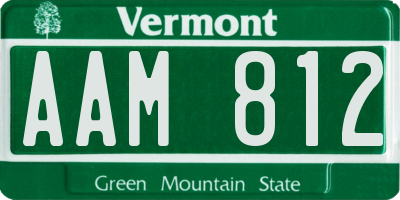VT license plate AAM812