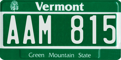 VT license plate AAM815