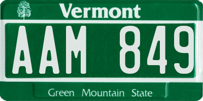 VT license plate AAM849