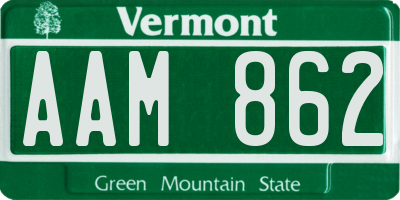 VT license plate AAM862