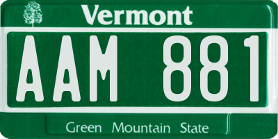 VT license plate AAM881