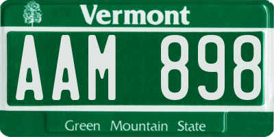 VT license plate AAM898
