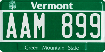 VT license plate AAM899