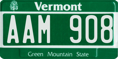 VT license plate AAM908