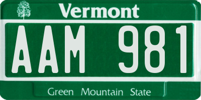 VT license plate AAM981