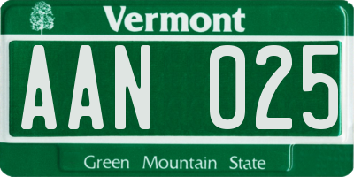 VT license plate AAN025