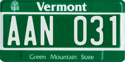 VT license plate AAN031