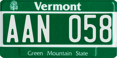 VT license plate AAN058