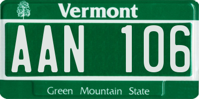 VT license plate AAN106