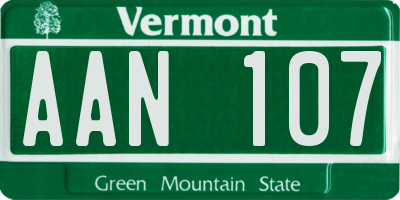 VT license plate AAN107