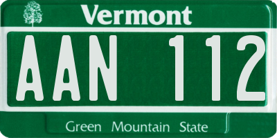 VT license plate AAN112