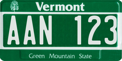 VT license plate AAN123