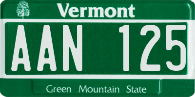 VT license plate AAN125