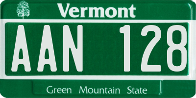 VT license plate AAN128