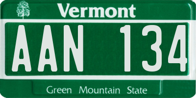 VT license plate AAN134