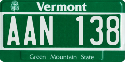 VT license plate AAN138