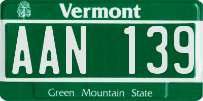 VT license plate AAN139