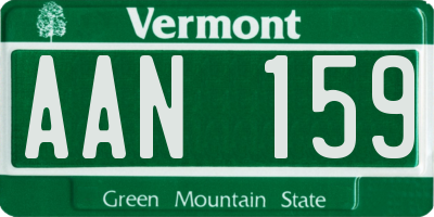 VT license plate AAN159