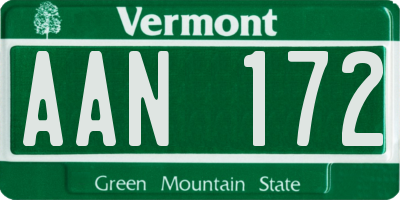VT license plate AAN172