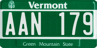 VT license plate AAN179