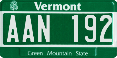 VT license plate AAN192
