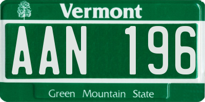 VT license plate AAN196