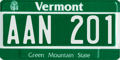 VT license plate AAN201