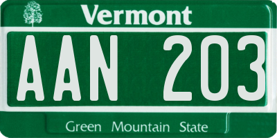 VT license plate AAN203
