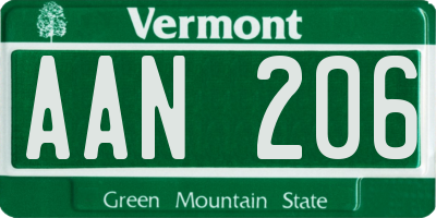 VT license plate AAN206