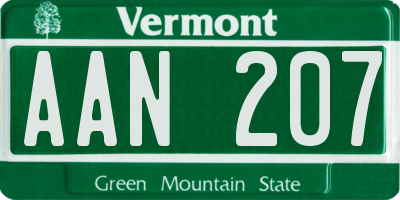 VT license plate AAN207