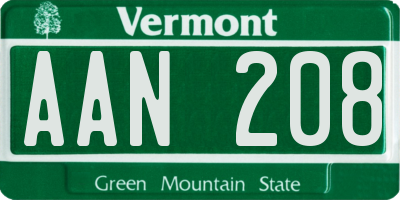 VT license plate AAN208