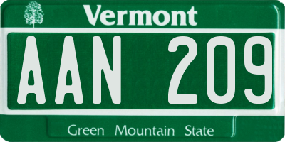 VT license plate AAN209