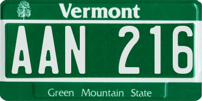 VT license plate AAN216