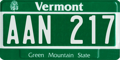VT license plate AAN217