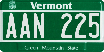 VT license plate AAN225