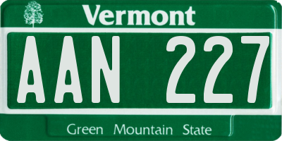 VT license plate AAN227