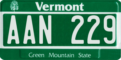 VT license plate AAN229