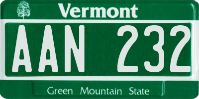 VT license plate AAN232
