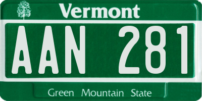 VT license plate AAN281