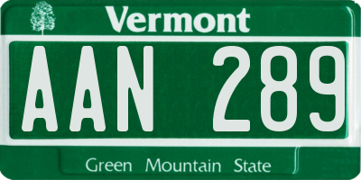 VT license plate AAN289