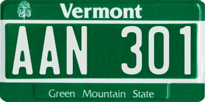 VT license plate AAN301