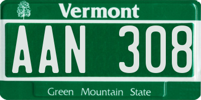 VT license plate AAN308