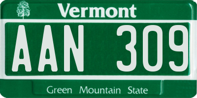 VT license plate AAN309