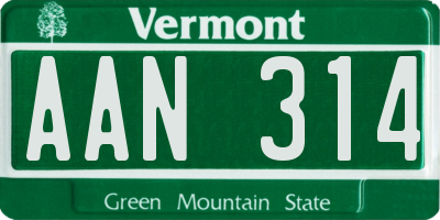 VT license plate AAN314