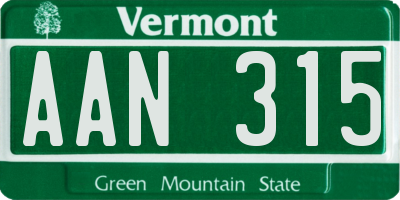 VT license plate AAN315