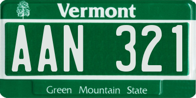 VT license plate AAN321