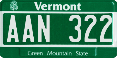 VT license plate AAN322